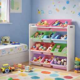 Kids Toy Storage Rack Unit With Removable Bins Freestanding Multi-Layer Bedroom Playroom - thumbnail 2