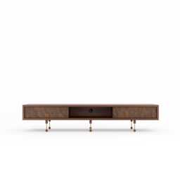 Walnut Burl Tv Stand, Mid Century Modern Lowboard Media Console - thumbnail 2