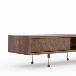 Walnut Burl Tv Stand, Mid Century Modern Lowboard Media Console - thumbnail 3