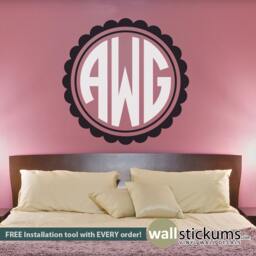 Custom Circle Monogram Wall Decal - Decorative Frame, Personalized Decor - thumbnail 1