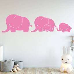 Elephant Family Nursery Wall Decal, Baby Shower Gift - thumbnail 1