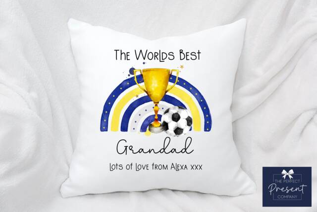 Personalised Football Cushion - Father's Day Gift Leeds United For Dad Grandad - image 1