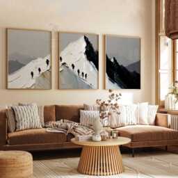 Set Of 3 Mountain Climbing Posters, Abstract Alpine Wall Art Prints, Adventure Hiking Home Decor - thumbnail 2