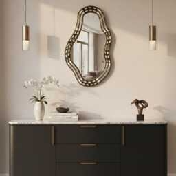 Asymmetrical Mirror - Handmade Cow Bone Inlay Wall - thumbnail 2