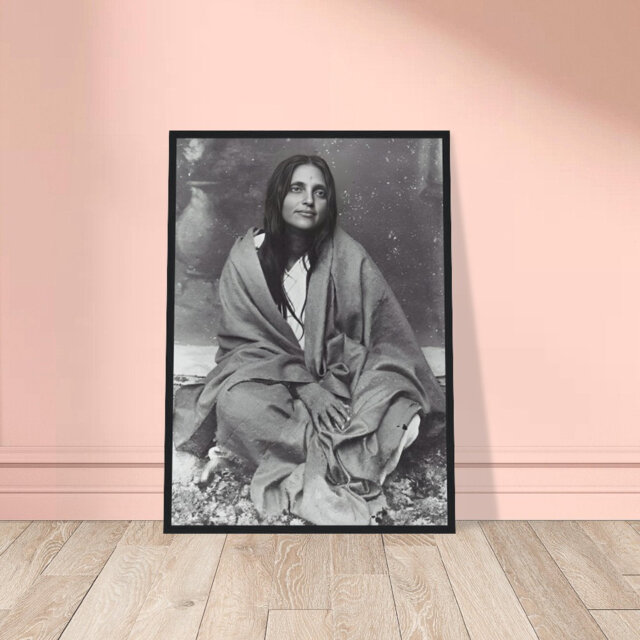 Wooden Framed Portrait Of Sri Anandamayi Ma - Guru Photo Sage Reminder Image Sacred Serenity Home Decor Tranquil Art - image 1