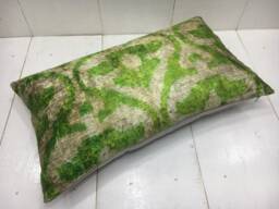 Ikat Lumbar Pillow Cover 12x20, Handwoven Silk Cushion - thumbnail 1