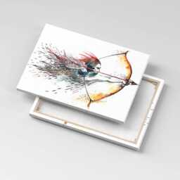 Warrior During The Hunt Canvas, Picture Wall Hanging, White Art, People Canvas Painting - thumbnail 3