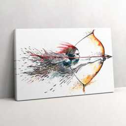 Warrior During The Hunt Canvas, Picture Wall Hanging, White Art, People Canvas Painting - thumbnail 1