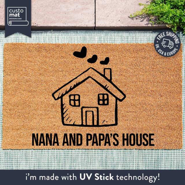 Nana & Papa's House - Grandparent Gift Nanny Gifts For Grandad & Personalized Doormat Custom Coir Door Mat Christmas - image 1
