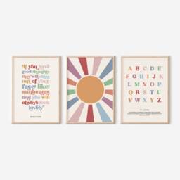 Set Of 3 Prints, If You Have Good Thoughts, Roald Dahl, Nursery Print, Sunshine, Alphabet, Wall Art, Unframed, A1/A2/A3/A4/A5, Quote Print - thumbnail 1