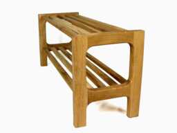 Handmade Scottish Oak Boot Rack - 2 Tier Custom Shoe Storage For Hallway & Mudroom - Dalmeny Designs