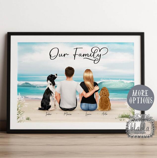 Personalised Valentines Gift, Our Family Couple & Pets, Illustration, Anniversary Gift For - image 1