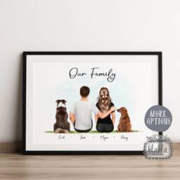 Personalised Valentines Gift, Our Family Couple & Pets, Illustration, Anniversary Gift For - thumbnail 2
