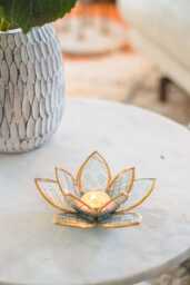 Handcrafted Lotus Tealight Holder in Glass For Home D??cor