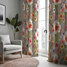 Large Flower Curtains, Vibrant Botanical Print Drapes, Custom Window Panels For Modern Living Room & Bedroom Decor - thumbnail 3