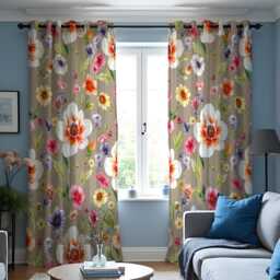 Large Flower Curtains, Vibrant Botanical Print Drapes, Custom Window Panels For Modern Living Room & Bedroom Decor - thumbnail 4