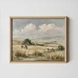 Horse Pasture Poster, Country Landscape Print, Farmhouse Wall Art, Paper - thumbnail 3
