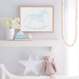 Custom, Birth Announcement, Nursery Decor, Baby Boy, 10 X 8 Inch, Rocking Horse, Poster, Printable - thumbnail 3
