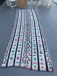 3.3x8.9 Ft Area Kilim, Turkish Rug Vintage Rugs For Bedroom, White Turkey Living Room Kilim - thumbnail 1