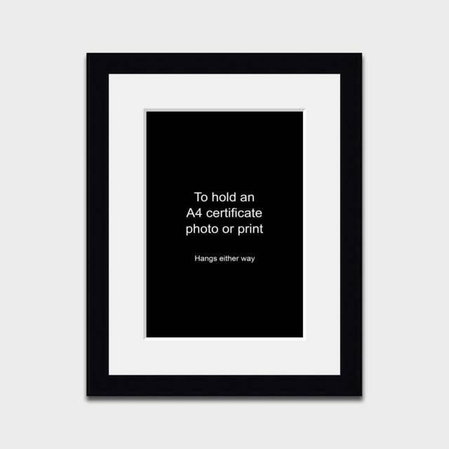 A4 Frame With A Mount To Hold Certificates, Photos Or Prints - 22mm Black Wood - image 1