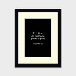 A4 Frame With A Mount To Hold Certificates, Photos Or Prints - 22mm Black Wood - thumbnail 2