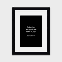 A4 Frame With A Mount To Hold Certificates, Photos Or Prints - 22mm Black Wood - thumbnail 1
