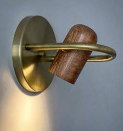 Anchor Handmade Moving Wood Shade Wall Sconce - Mid-Century Modern Lighting With Adjustable Spot