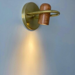 Anchor Handmade Moving Wood Shade Wall Sconce - Mid-Century Modern Lighting With Adjustable Spot - thumbnail 2