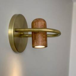 Anchor Handmade Moving Wood Shade Wall Sconce - Mid-Century Modern Lighting With Adjustable Spot - thumbnail 3