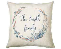 Personalised Sea Shell Cushion Gift Printed Name Design - Throw Pillow For Family Nursery Bedroom Birthday Christmas Cs207 - thumbnail 1