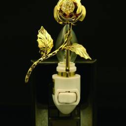 24K Gold Rose Night Light With Swarovski Crystal - thumbnail 3