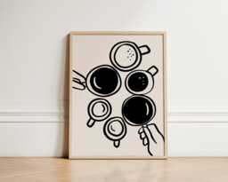 Coffee Mugs Print, Print Wall Art, Barista Kitchen Poster, Unframed - thumbnail 1