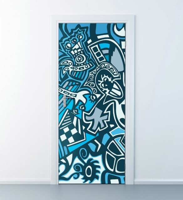 Door Sticker, Graffiti Wall Art, Mural, Wallpaper, Home Design Fridge Decor, Abstract Art - image 1