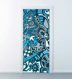 Door Sticker, Graffiti Wall Art, Mural, Wallpaper, Home Design Fridge Decor, Abstract Art - thumbnail 1
