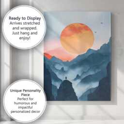 Misty Mountain Sunrise Minimalist Landscape Silhouette Canvas Wall Art Print Decor Picture Ready To Hang - thumbnail 3