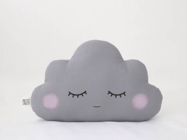 Gray Cloud Pillow With Pink Cheeks For Nursery Decor, Baby Cushion Shower Gift Boy Girl Gender Neutral Kids Room Bed Teepee Sky Throw - image 1