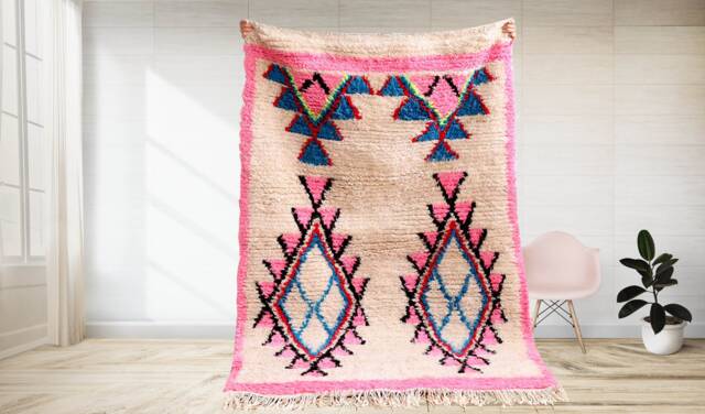 Moroccan Rug Pink , Moroccan Rug 8x10 9x12 Azilal Rug, Carpet Berber Azilal Area Rugs - image 1