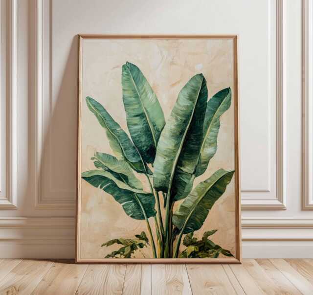 Tropical Botanical Print, Banana Leaf Wall Art, Modern Nature Poster, Coastal Home Decor, Lush Green Art - image 1