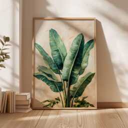 Tropical Botanical Print, Banana Leaf Wall Art, Modern Nature Poster, Coastal Home Decor, Lush Green Art - thumbnail 3