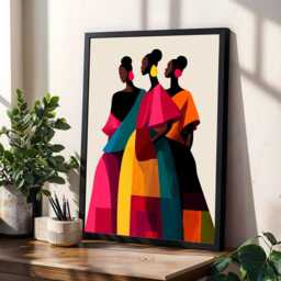 Modern Figures Art Print Bold African Prints, Beige Geometric Print - Poster Only - thumbnail 3