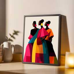 Modern Figures Art Print Bold African Prints, Beige Geometric Print - Poster Only - thumbnail 2