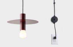 Elvin Minimalist Plug-In Pendant Disc Lamp Shade With On/Off Switch Burgundy Red - thumbnail 1