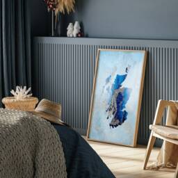 Scotland Map Shades Of Blue & Silver Wall Art Print - thumbnail 2