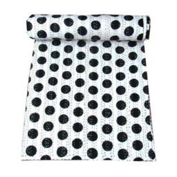 Indian Cotton Polka Dot Handmade Kantha Quilt Pure Cotton Blanket Bedcover Kantha Bedspread Size Multi - thumbnail 2