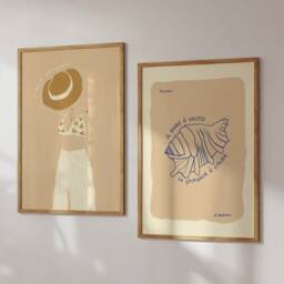 Poster Shell Italy/Illustration Art Print Beige Summer Typographic Poster Beach, Sea, Bath - thumbnail 3
