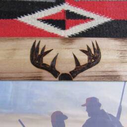 Pals Hunting Frame Memories Made On A Hunt Last Lifetime 11x9 Fits 5x7 Picture. Hand Woodburned Tracks Antlers & Quote - thumbnail 2