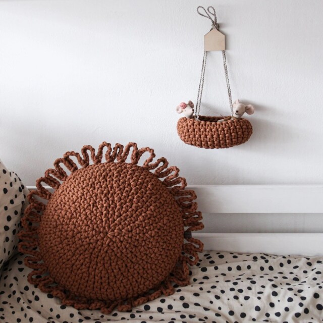 Crochet Nursery Cushion Round Cotton Kids Room Decor - image 1