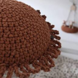 Crochet Nursery Cushion Round Cotton Kids Room Decor - thumbnail 2