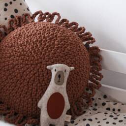 Crochet Nursery Cushion Round Cotton Kids Room Decor - thumbnail 3