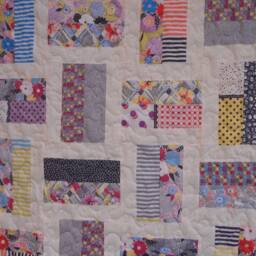 "Handmade Strip Quilt Modern Cotton Throw, 50"" X 65" - thumbnail 2